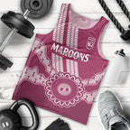Custom QLD Maroons Rugby Men Tank Top Aussie Aboriginal Mix Polynesian Pattern