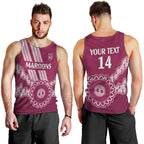 Custom QLD Maroons Rugby Men Tank Top Aussie Aboriginal Mix Polynesian Pattern