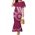 Custom QLD Maroons Rugby Mermaid Dress Aussie Aboriginal Mix Polynesian Pattern