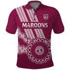 Custom QLD Maroons Rugby Polo Shirt Aussie Aboriginal Mix Polynesian Pattern