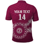 Custom QLD Maroons Rugby Polo Shirt Aussie Aboriginal Mix Polynesian Pattern