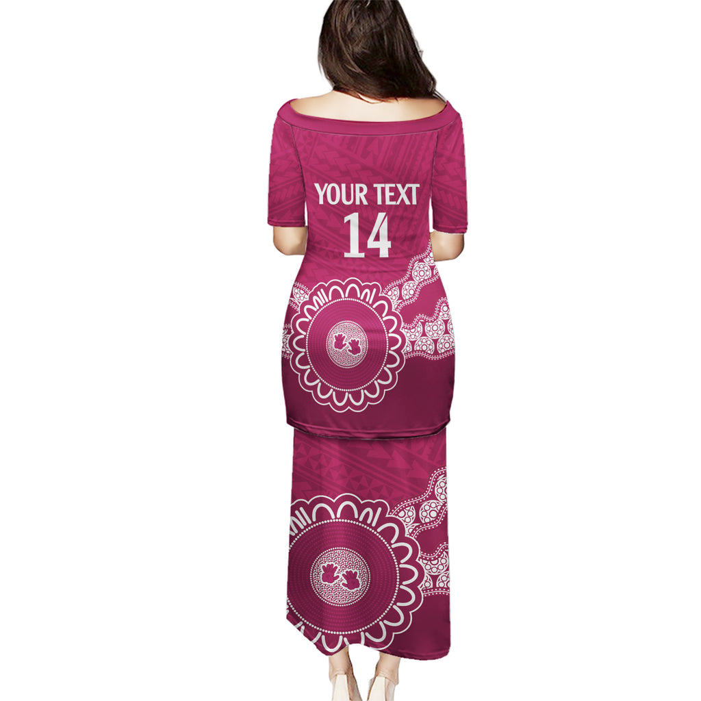 Custom QLD Maroons Rugby Puletasi Aussie Aboriginal Mix Polynesian Pattern