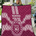 Custom QLD Maroons Rugby Quilt Aussie Aboriginal Mix Polynesian Pattern
