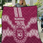 Custom QLD Maroons Rugby Quilt Aussie Aboriginal Mix Polynesian Pattern