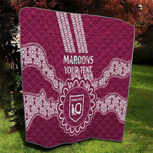 Custom QLD Maroons Rugby Quilt Aussie Aboriginal Mix Polynesian Pattern