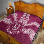 Custom QLD Maroons Rugby Quilt Aussie Aboriginal Mix Polynesian Pattern