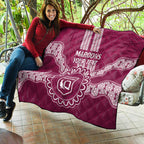 Custom QLD Maroons Rugby Quilt Aussie Aboriginal Mix Polynesian Pattern
