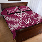 Custom QLD Maroons Rugby Quilt Bed Set Aussie Aboriginal Mix Polynesian Pattern