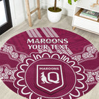 Custom QLD Maroons Rugby Round Carpet Aussie Aboriginal Mix Polynesian Pattern