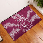 Custom QLD Maroons Rugby Rubber Doormat Aussie Aboriginal Mix Polynesian Pattern