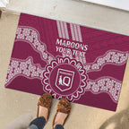 Custom QLD Maroons Rugby Rubber Doormat Aussie Aboriginal Mix Polynesian Pattern
