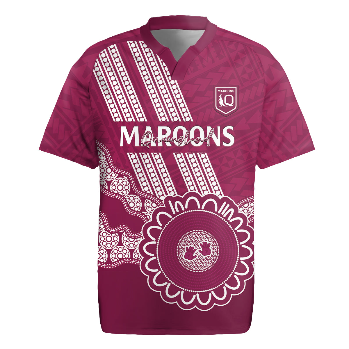 Custom QLD Maroons Rugby Rugby Jersey Aussie Aboriginal Mix Polynesian Pattern