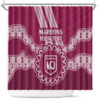 Custom QLD Maroons Rugby Shower Curtain Aussie Aboriginal Mix Polynesian Pattern