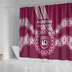 Custom QLD Maroons Rugby Shower Curtain Aussie Aboriginal Mix Polynesian Pattern
