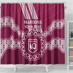 Custom QLD Maroons Rugby Shower Curtain Aussie Aboriginal Mix Polynesian Pattern