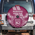 Custom QLD Maroons Rugby Spare Tire Cover Aussie Aboriginal Mix Polynesian Pattern