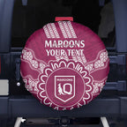 Custom QLD Maroons Rugby Spare Tire Cover Aussie Aboriginal Mix Polynesian Pattern