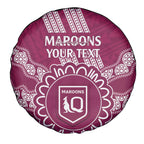 Custom QLD Maroons Rugby Spare Tire Cover Aussie Aboriginal Mix Polynesian Pattern