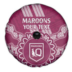 Custom QLD Maroons Rugby Spare Tire Cover Aussie Aboriginal Mix Polynesian Pattern