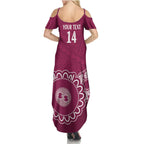 Custom QLD Maroons Rugby Summer Maxi Dress Aussie Aboriginal Mix Polynesian Pattern