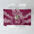 Custom QLD Maroons Rugby Tablecloth Aussie Aboriginal Mix Polynesian Pattern
