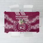 Custom QLD Maroons Rugby Tablecloth Aussie Aboriginal Mix Polynesian Pattern