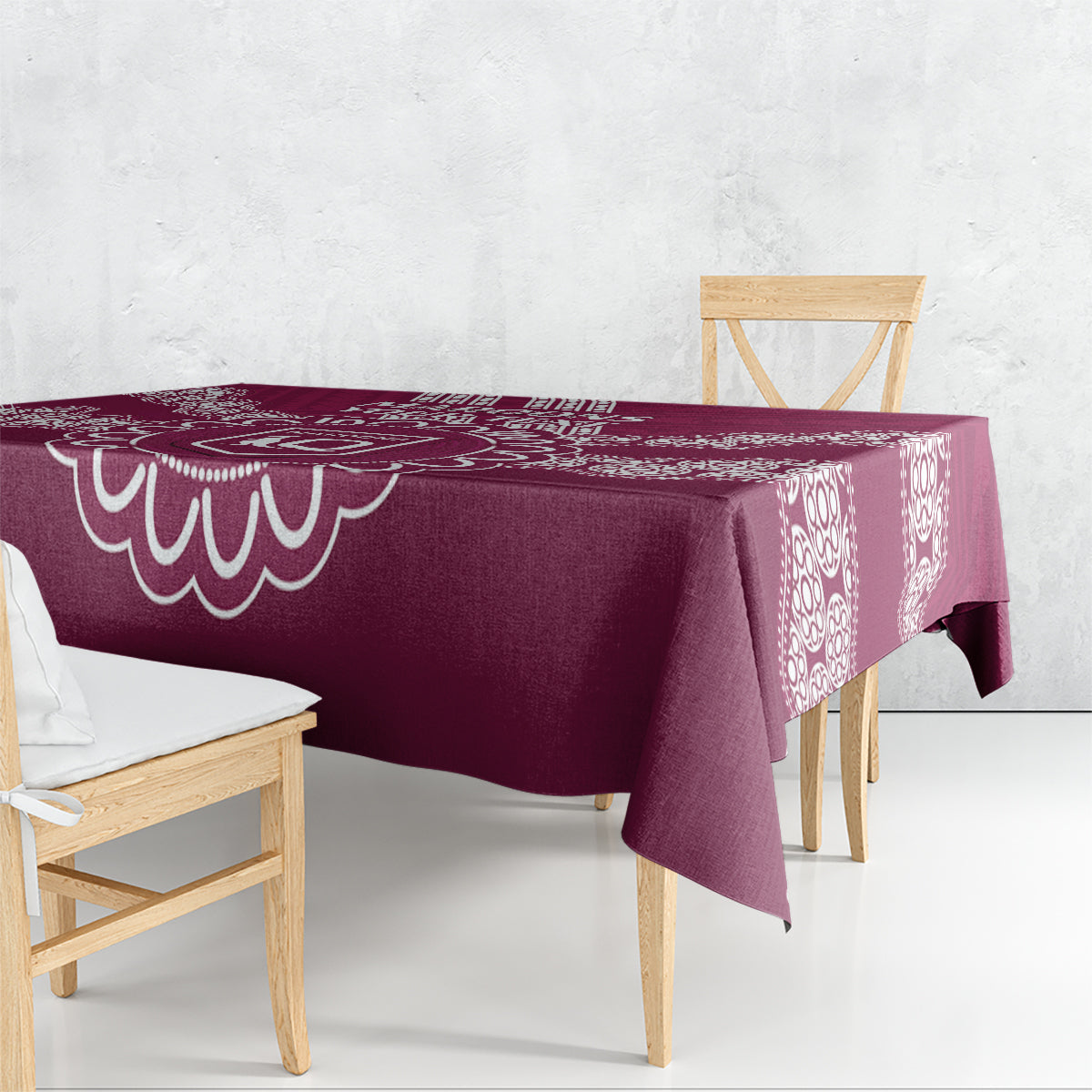 Custom QLD Maroons Rugby Tablecloth Aussie Aboriginal Mix Polynesian Pattern
