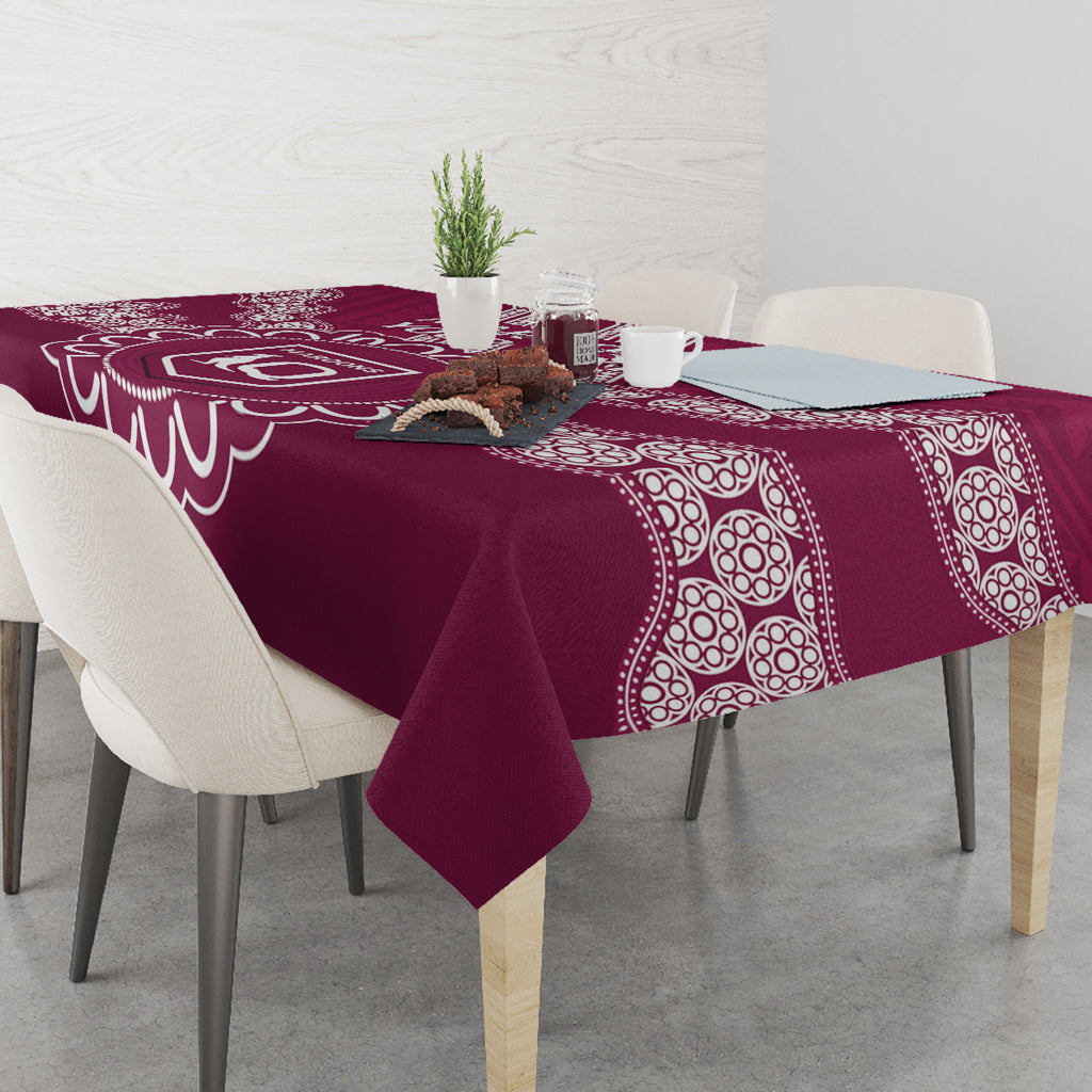 Custom QLD Maroons Rugby Tablecloth Aussie Aboriginal Mix Polynesian Pattern