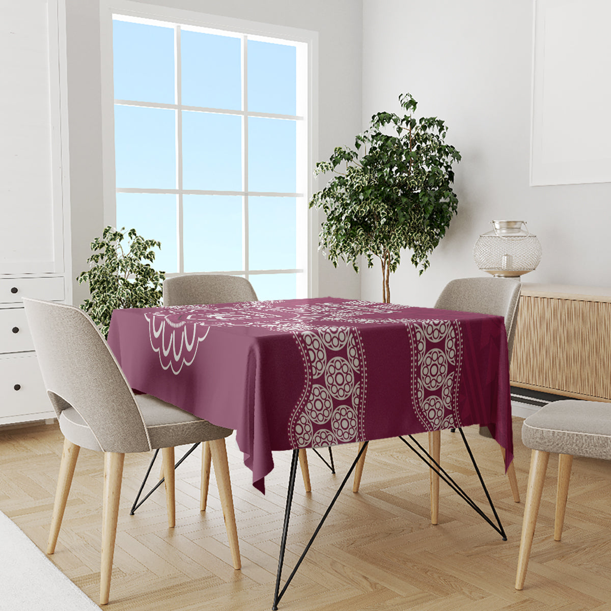 Custom QLD Maroons Rugby Tablecloth Aussie Aboriginal Mix Polynesian Pattern