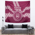 Custom QLD Maroons Rugby Tapestry Aussie Aboriginal Mix Polynesian Pattern