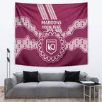Custom QLD Maroons Rugby Tapestry Aussie Aboriginal Mix Polynesian Pattern