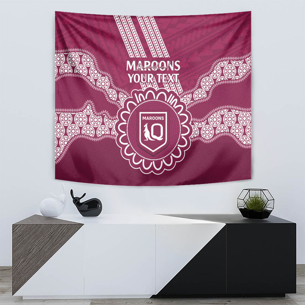 Custom QLD Maroons Rugby Tapestry Aussie Aboriginal Mix Polynesian Pattern