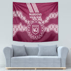 Custom QLD Maroons Rugby Tapestry Aussie Aboriginal Mix Polynesian Pattern