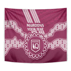 Custom QLD Maroons Rugby Tapestry Aussie Aboriginal Mix Polynesian Pattern