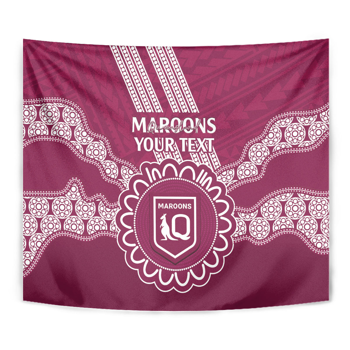 Custom QLD Maroons Rugby Tapestry Aussie Aboriginal Mix Polynesian Pattern