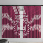 Custom QLD Maroons Rugby Window Curtain Aussie Aboriginal Mix Polynesian Pattern