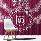 Custom QLD Maroons Rugby Window Curtain Aussie Aboriginal Mix Polynesian Pattern