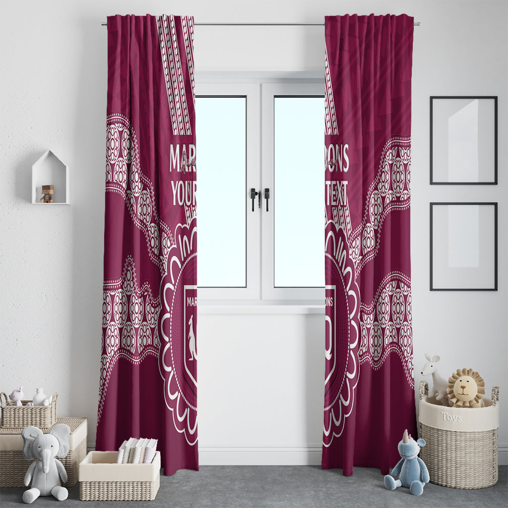 Custom QLD Maroons Rugby Window Curtain Aussie Aboriginal Mix Polynesian Pattern