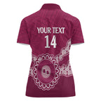 Custom QLD Maroons Rugby Women Polo Shirt Aussie Aboriginal Mix Polynesian Pattern