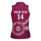 Custom QLD Maroons Rugby Women Sleeveless Polo Shirt Aussie Aboriginal Mix Polynesian Pattern