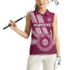 Custom QLD Maroons Rugby Women Sleeveless Polo Shirt Aussie Aboriginal Mix Polynesian Pattern