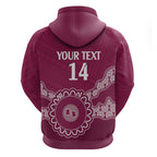 Custom QLD Maroons Rugby Zip Hoodie Aussie Aboriginal Mix Polynesian Pattern