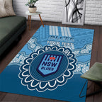 Custom NSW Blues Rugby Area Rug Aussie Aboriginal Mix Polynesian Pattern