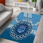 Custom NSW Blues Rugby Area Rug Aussie Aboriginal Mix Polynesian Pattern