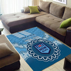 Custom NSW Blues Rugby Area Rug Aussie Aboriginal Mix Polynesian Pattern