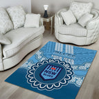 Custom NSW Blues Rugby Area Rug Aussie Aboriginal Mix Polynesian Pattern