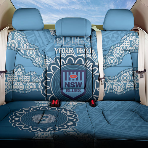 Custom NSW Blues Rugby Back Car Seat Cover Aussie Aboriginal Mix Polynesian Pattern