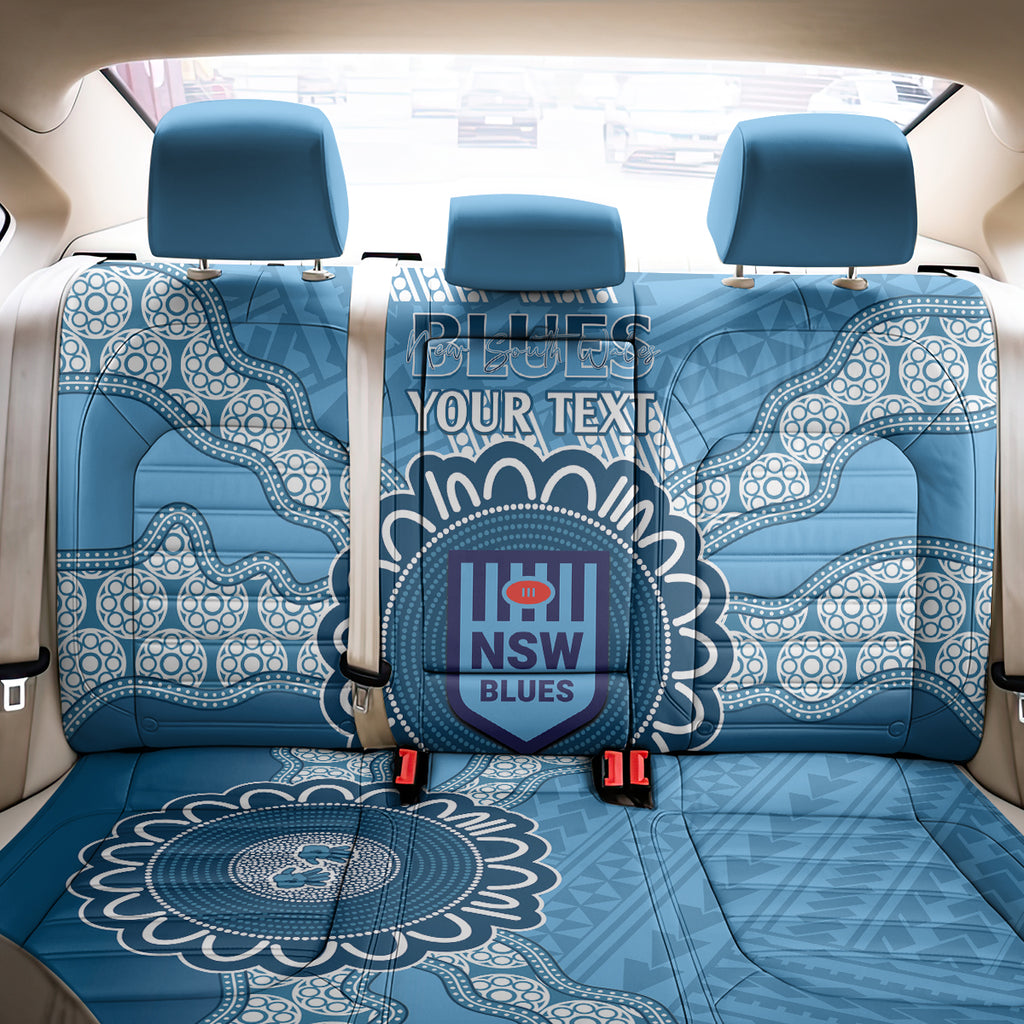 Custom NSW Blues Rugby Back Car Seat Cover Aussie Aboriginal Mix Polynesian Pattern