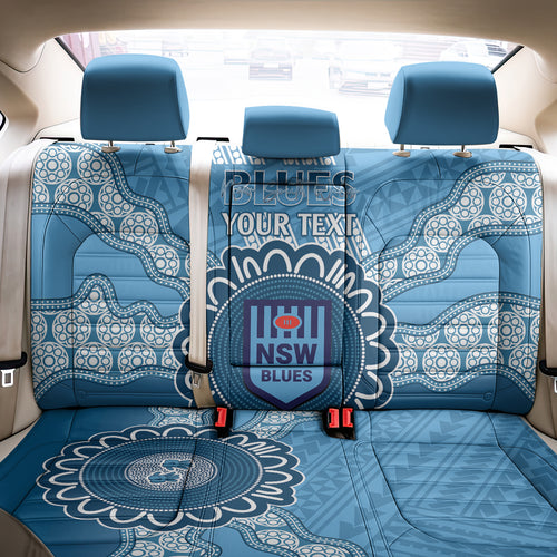 Custom NSW Blues Rugby Back Car Seat Cover Aussie Aboriginal Mix Polynesian Pattern