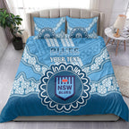 Custom NSW Blues Rugby Bedding Set Aussie Aboriginal Mix Polynesian Pattern